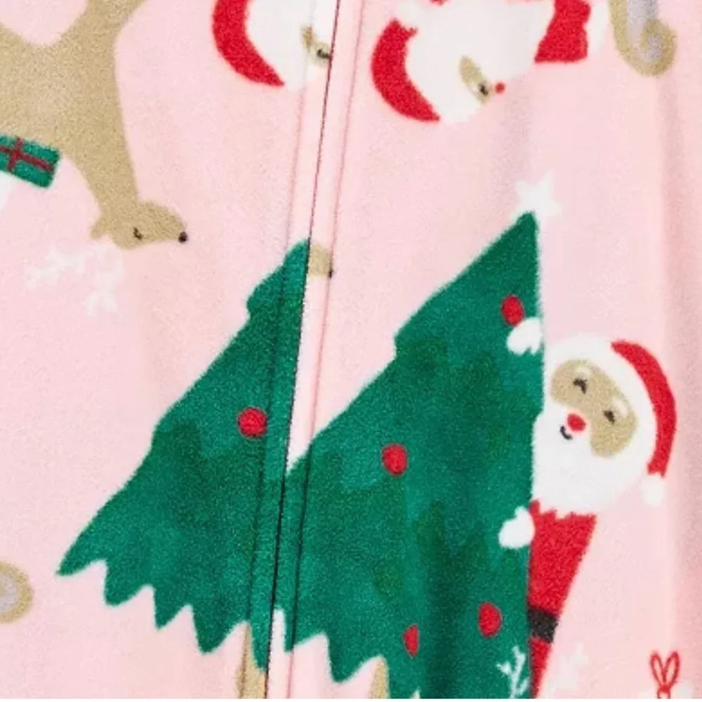 NWT Carter’s Newborn Girl Santa Fleece 1pc Pajamas